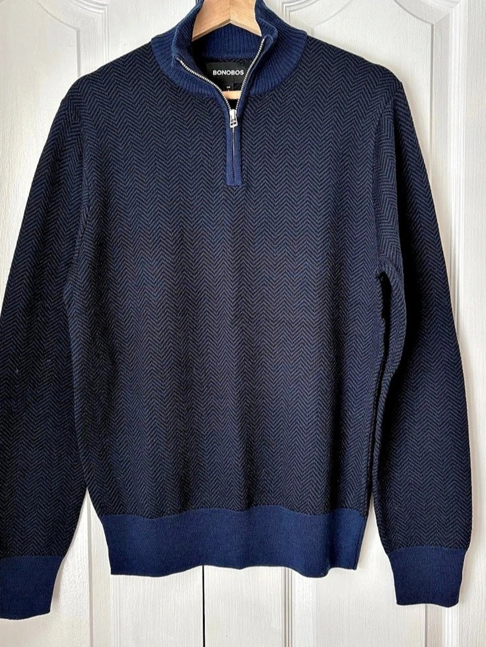 Bonobos Washable Merino Quarter Zip Merino Wool Zip Sweater, S 🖤💙